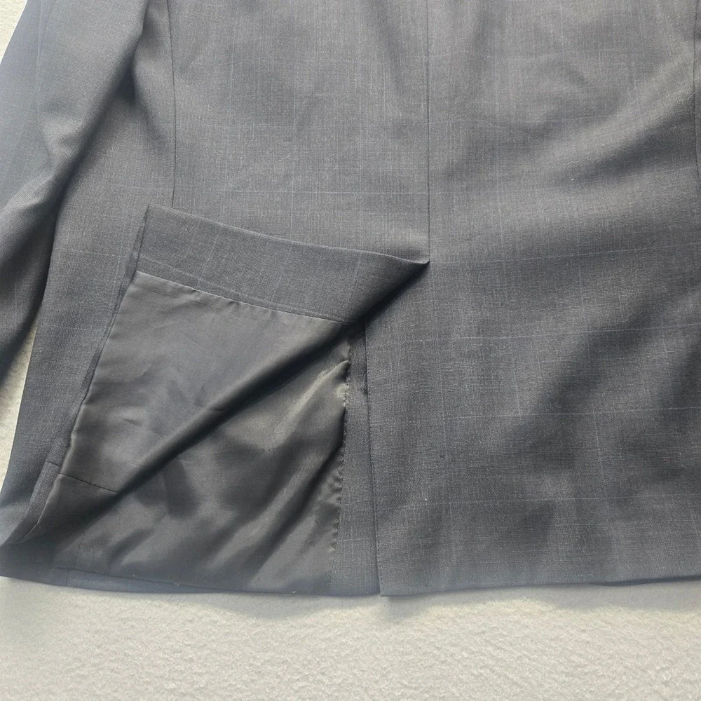 Lauren Ralph Lauren Mens 46R Wool Suit Jacket Blazer Navy Blue Glen‎ Plaid 46 R